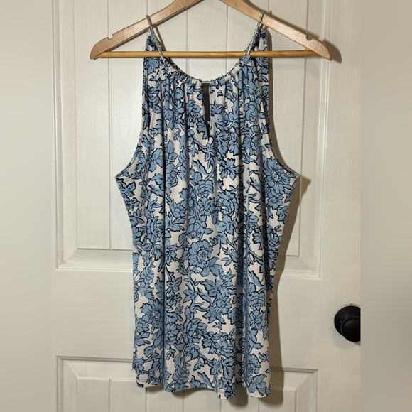 Michael Kors Blue Floral Sleeveless Blouse - Picture 1 of 7